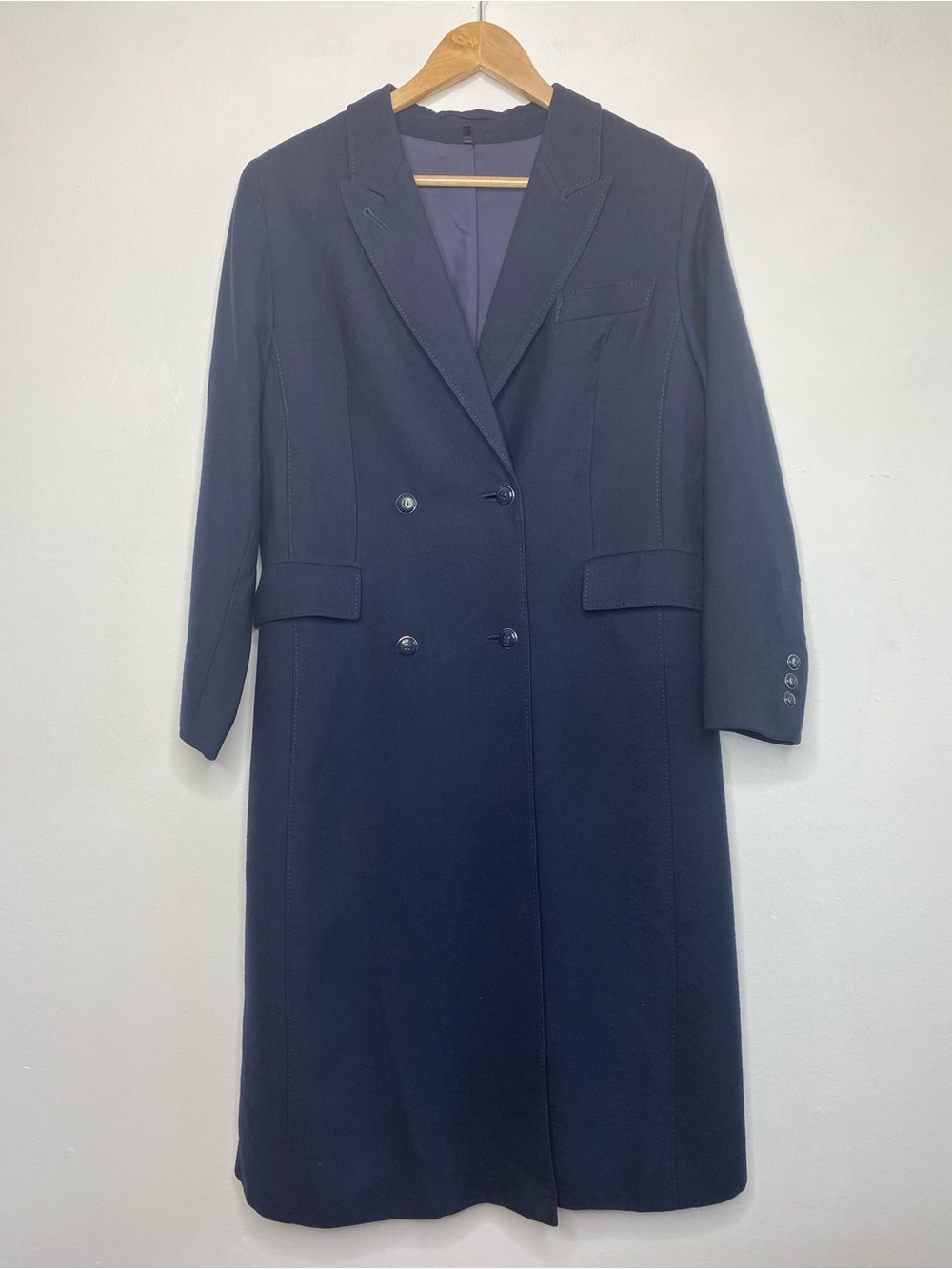 Vintage 100% Wool Mid length Double breasted Navy Coat Size 6
